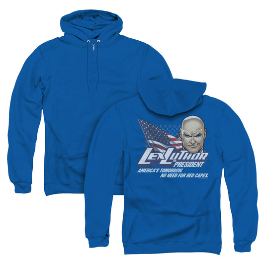 Superman Lex For President Back Print Zipper Mens Hoodie Royal Blue