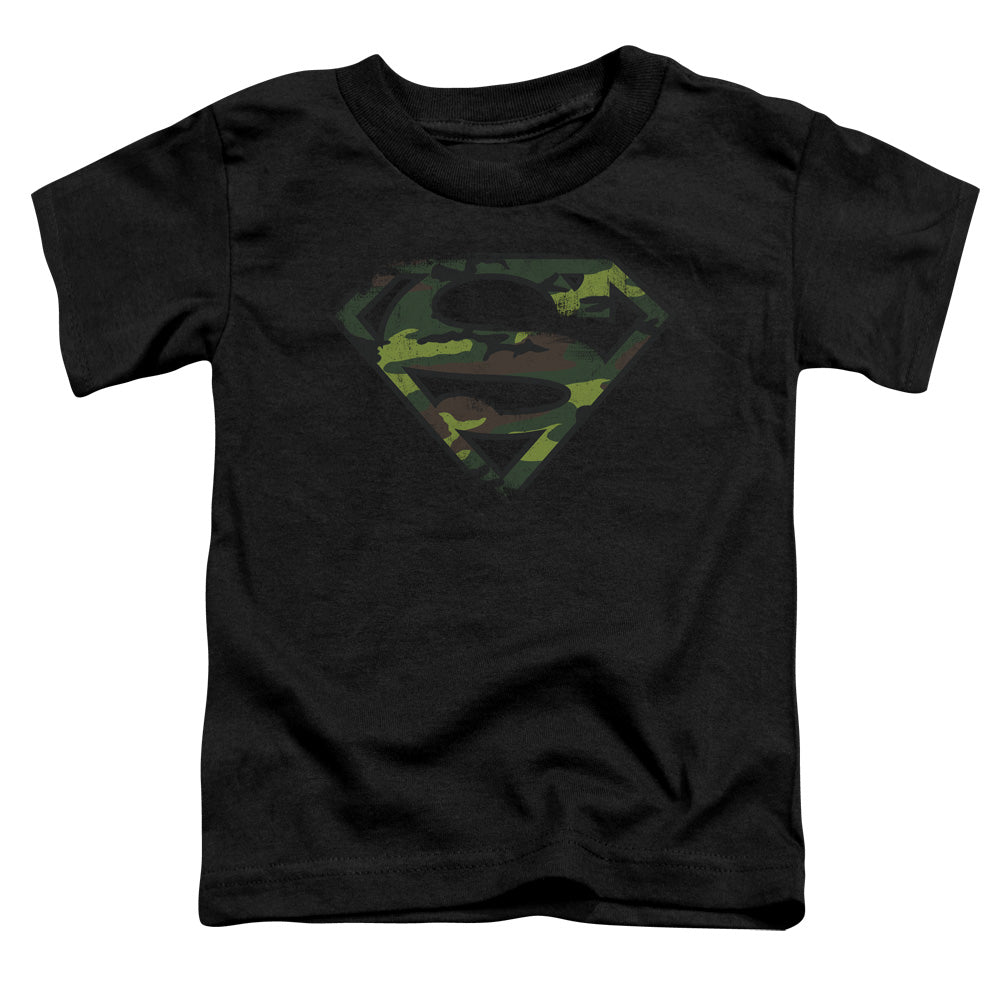 Superman Distressed Camo Shield Toddler Kids Youth T Shirt Black