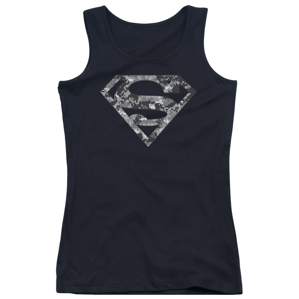 Superman Urban Camo Shield Womens Tank Top Shirt Black