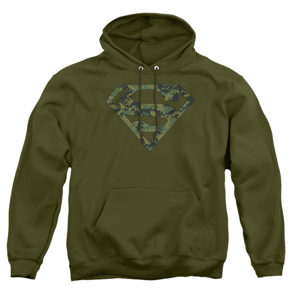 Superman Marine Camo Shield Mens Hoodie Military Green