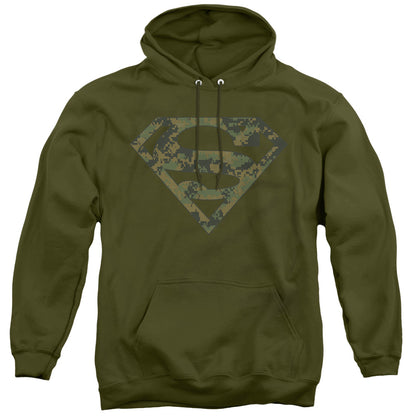 Superman Marine Camo Shield Mens Hoodie Military Green