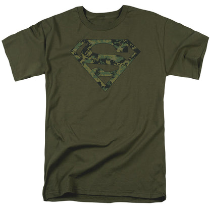 Superman Marine Camo Shield Mens T Shirt Military Green