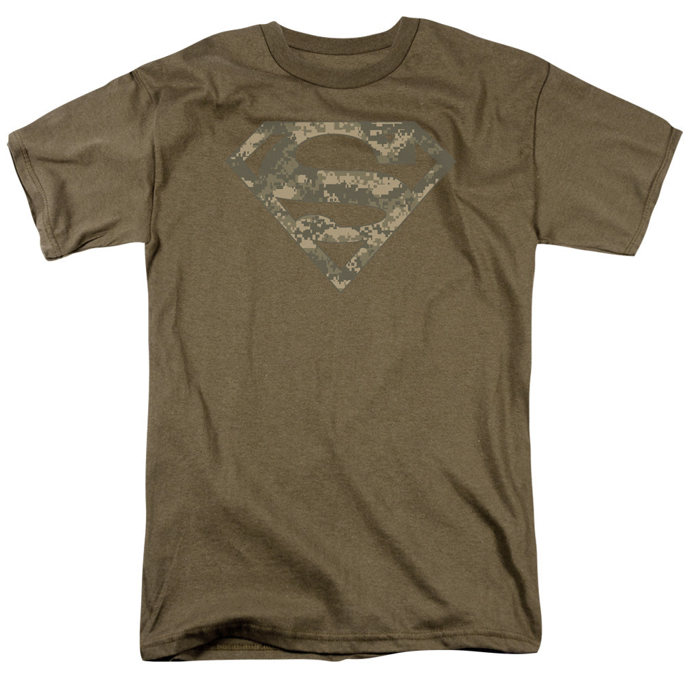 Superman Army Camo Shield Mens T Shirt Safari Green