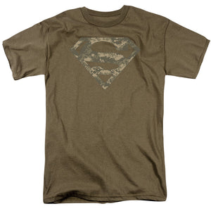 Superman Army Camo Shield Mens T Shirt Safari Green