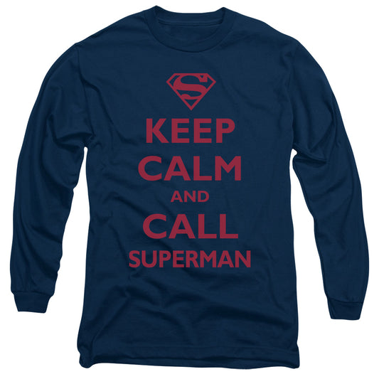 Superman Call Superman Mens Long Sleeve Shirt Navy