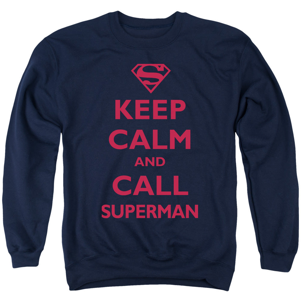 Superman Call Superman Mens Crewneck Sweatshirt Navy