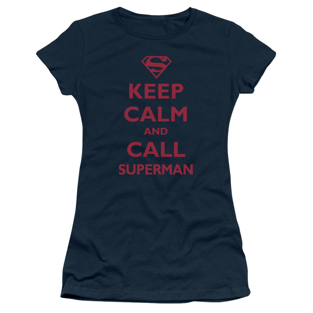 Superman Call Superman Junior Sheer Cap Sleeve Womens T Shirt Navy