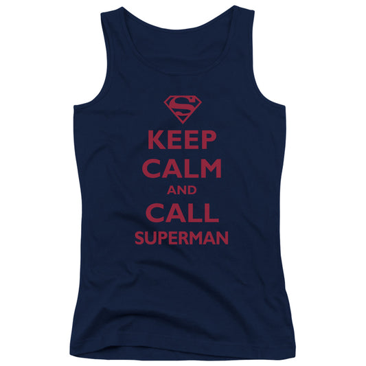 Superman Call Superman Womens Tank Top Shirt Navy