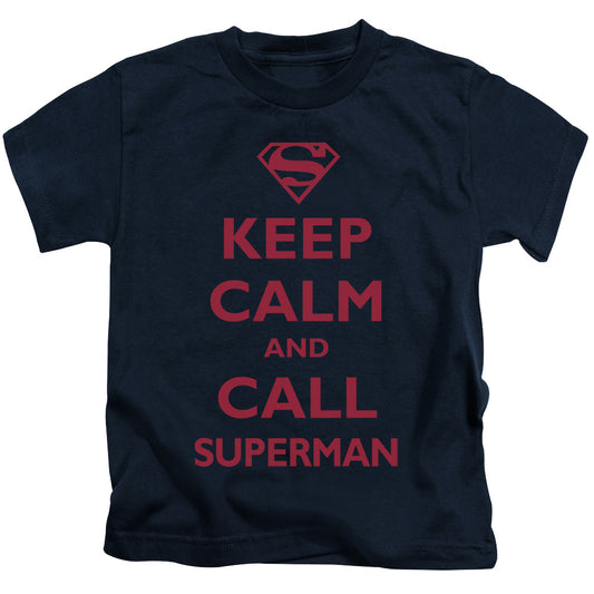 Superman Call Superman Juvenile Kids Youth T Shirt Navy