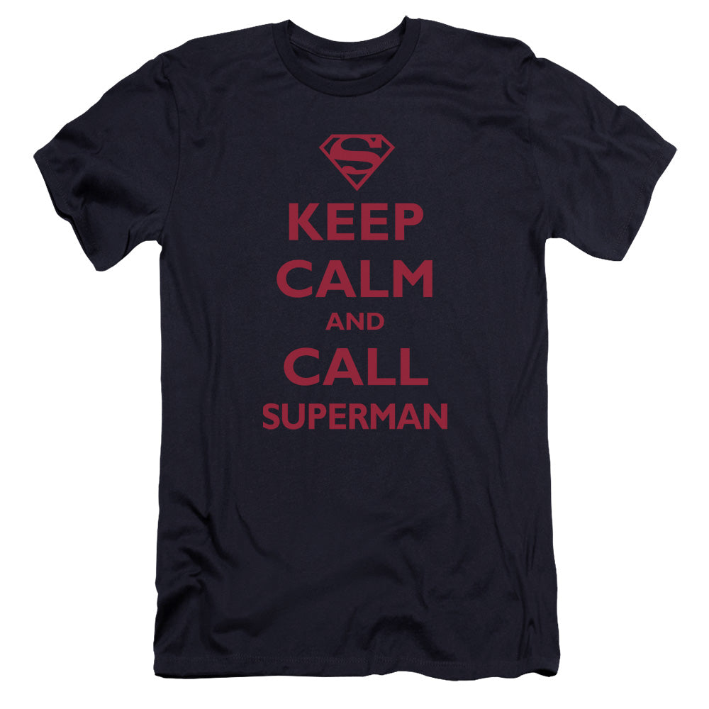 Superman Call Superman Premium Bella Canvas Slim Fit Mens T Shirt Navy