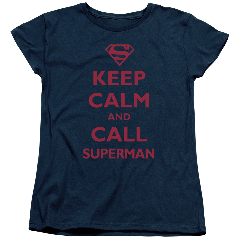 Superman Call Superman Womens T Shirt Navy