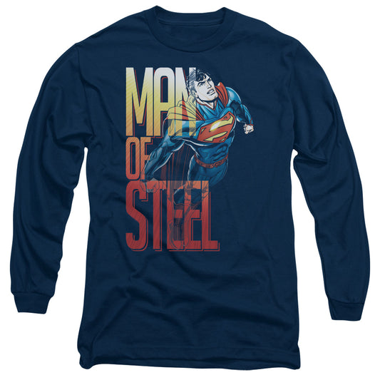 Superman Steel Flight Mens Long Sleeve Shirt Navy