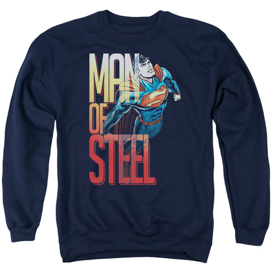 Superman Steel Flight Mens Crewneck Sweatshirt Navy