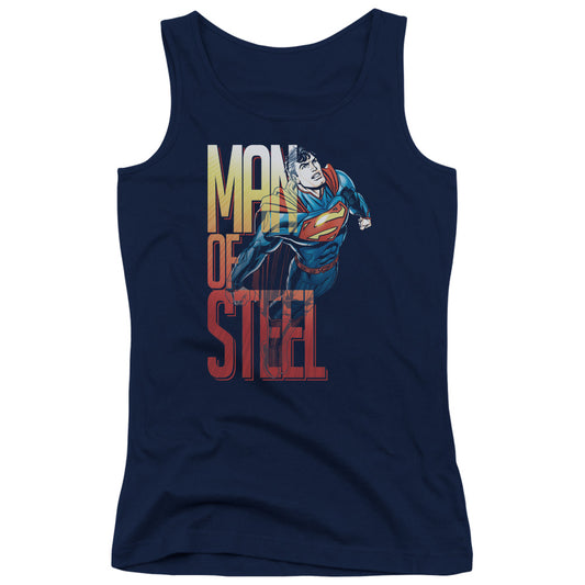 Superman Steel Flight Womens Tank Top Shirt Navy