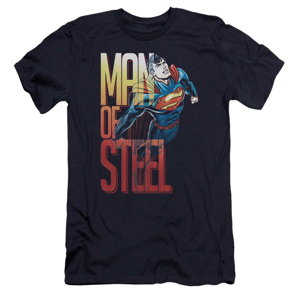 Superman Steel Flight Premium Bella Canvas Slim Fit Mens T Shirt Navy