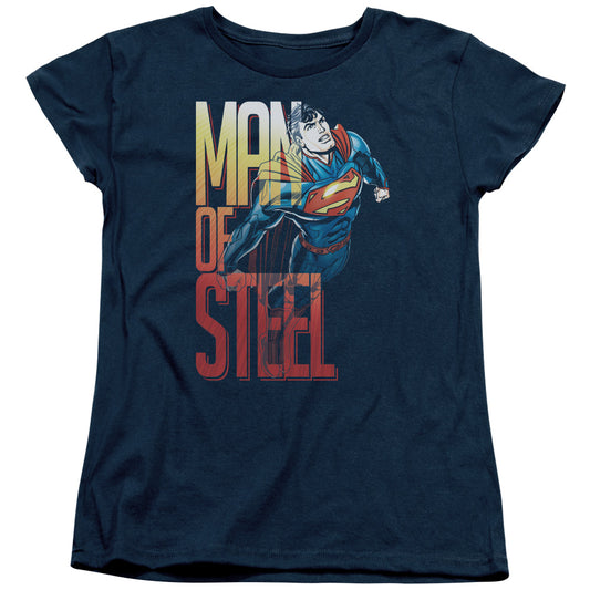 Superman Steel Flight Womens T Shirt Navy