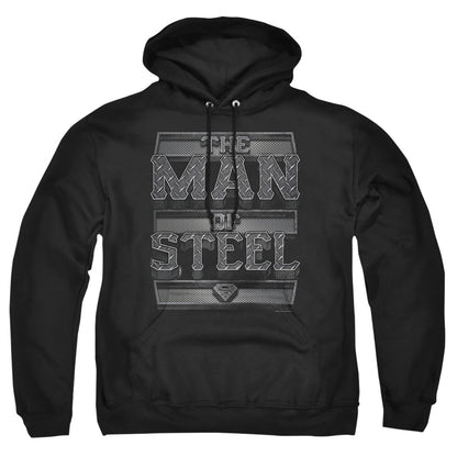 Superman Steel Text Mens Hoodie Black