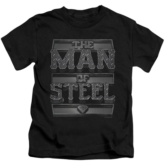 Superman Steel Text Juvenile Kids Youth T Shirt Black