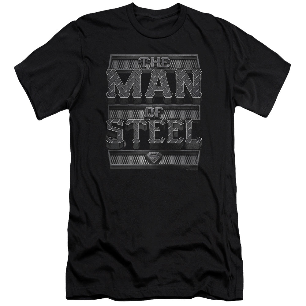 Superman Steel Text Premium Bella Canvas Slim Fit Mens T Shirt Black