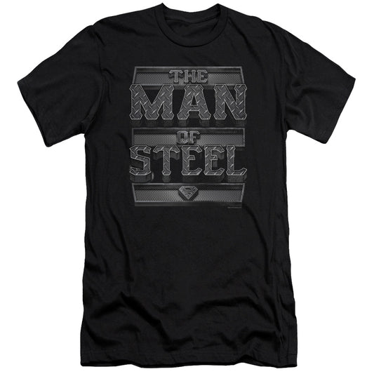 Superman Steel Text Slim Fit Mens T Shirt Black