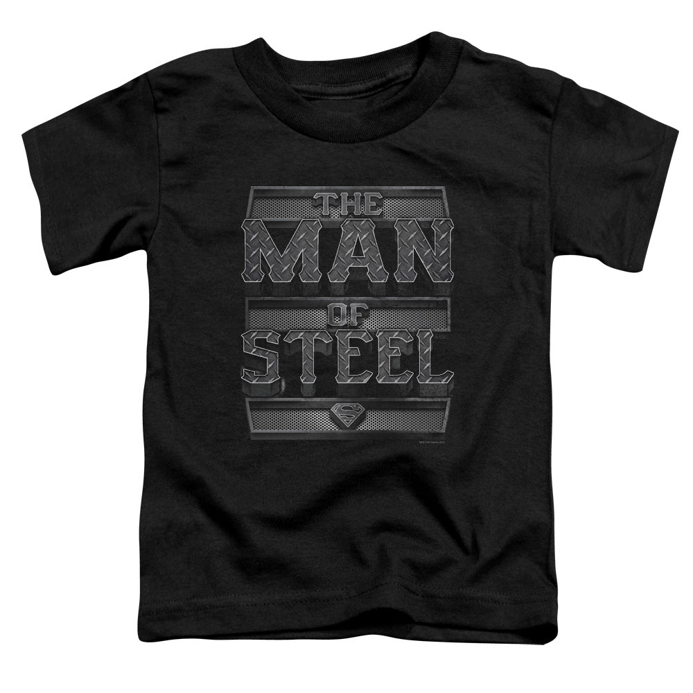 Superman Steel Text Toddler Kids Youth T Shirt Black
