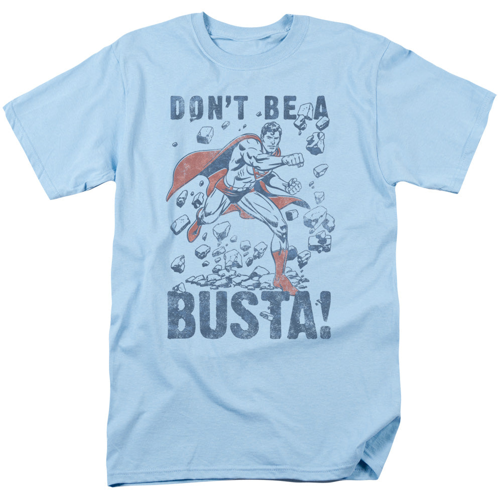 Superman Busta Mens T Shirt Light Blue