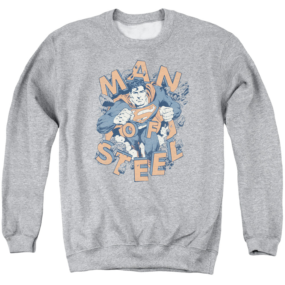 Superman Coming Through Mens Crewneck Sweatshirt Athletic Heather