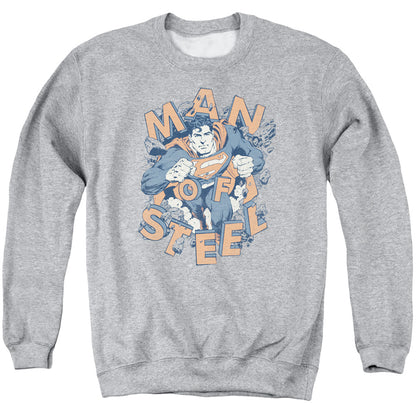 Superman Coming Through Mens Crewneck Sweatshirt Athletic Heather