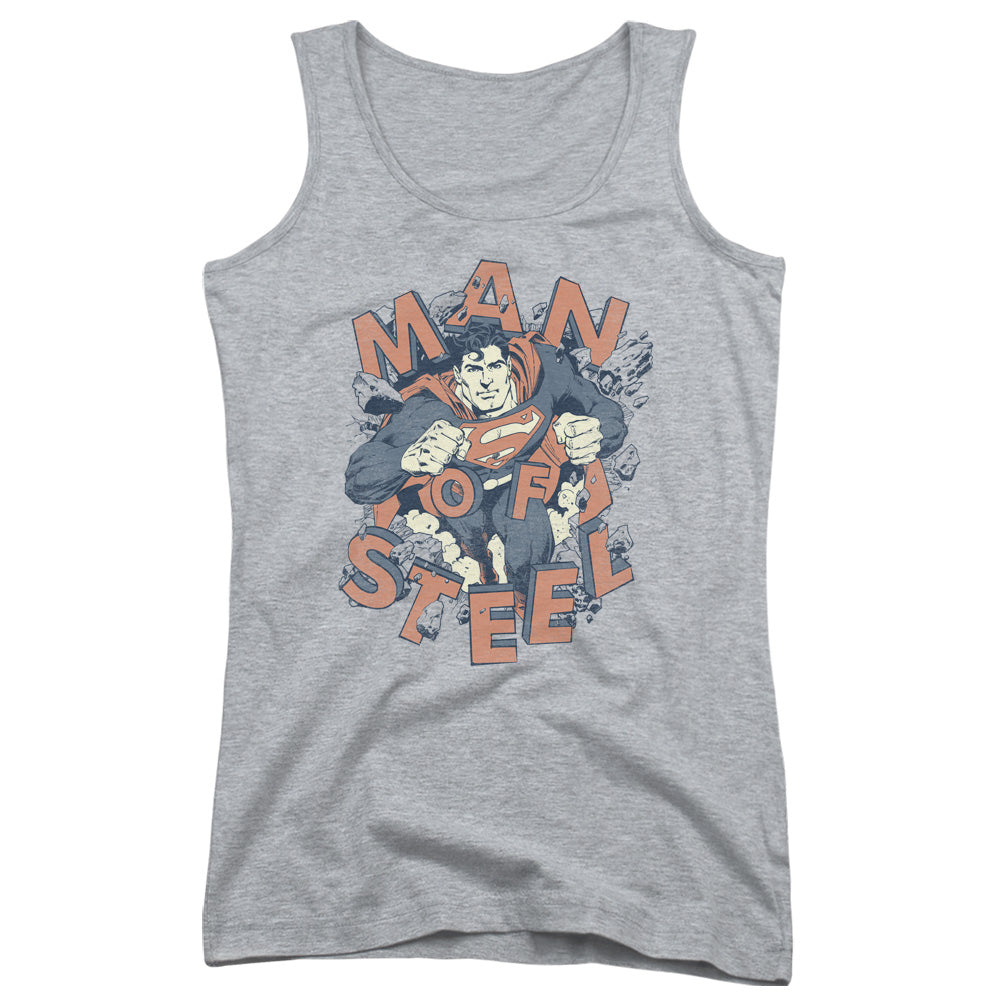 Superman Coming Through Womens Tank Top Shirt Athletic Heather