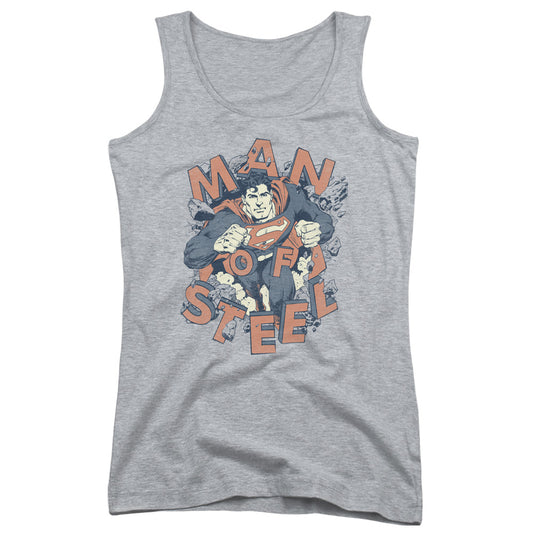 Superman Coming Through Womens Tank Top Shirt Athletic Heather