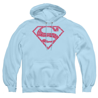 Superman Word Shield Mens Hoodie Light Blue