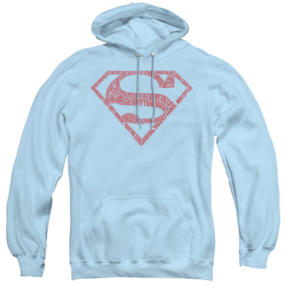 Superman Word Shield Mens Hoodie Light Blue