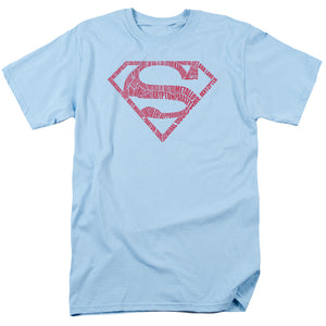 Superman Word Shield Mens T Shirt Light Blue