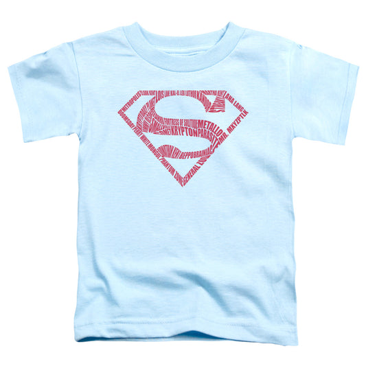 Superman Word Shield Toddler Kids Youth T Shirt Light Blue