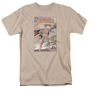 Superman Taos Cover Mens T Shirt Sand