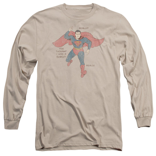 Superman A Bird Mens Long Sleeve Shirt Sand