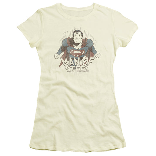 Superman Fly Away Junior Sheer Cap Sleeve Womens T Shirt Cream