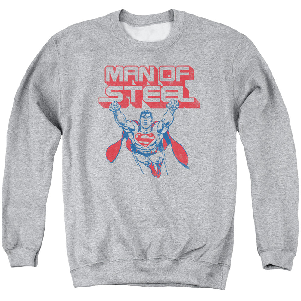 Superman Steel Retro Mens Crewneck Sweatshirt Athletic Heather