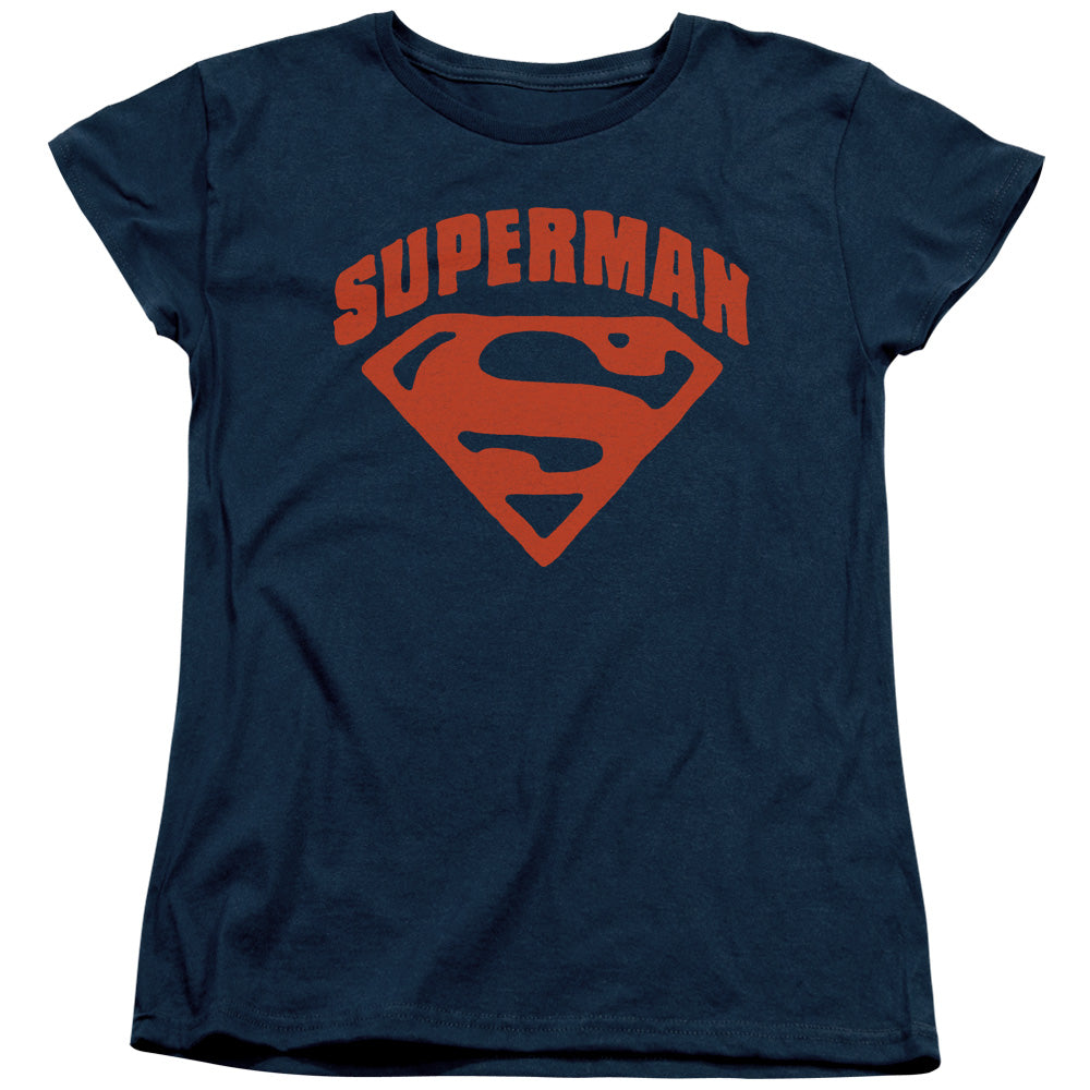 Superman Super Shield Womens T Shirt Navy