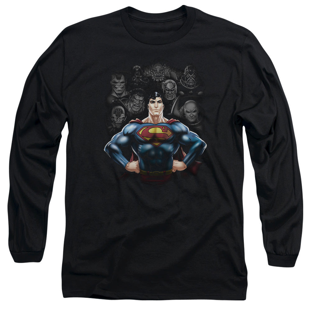 Superman Villains Mens Long Sleeve Shirt Black