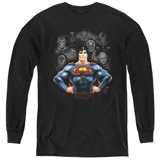 Superman Villains Long Sleeve Kids Youth T Shirt Black