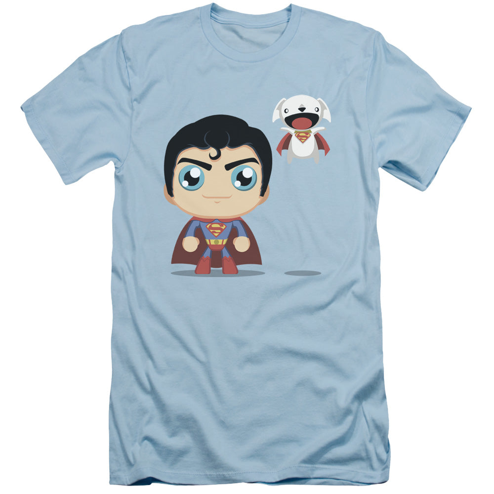 Superman Cute Superman Slim Fit Mens T Shirt Light Blue