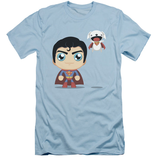 Superman Cute Superman Slim Fit Mens T Shirt Light Blue