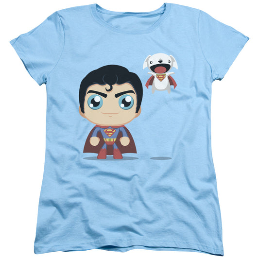 Superman Cute Superman Womens T Shirt Light Blue