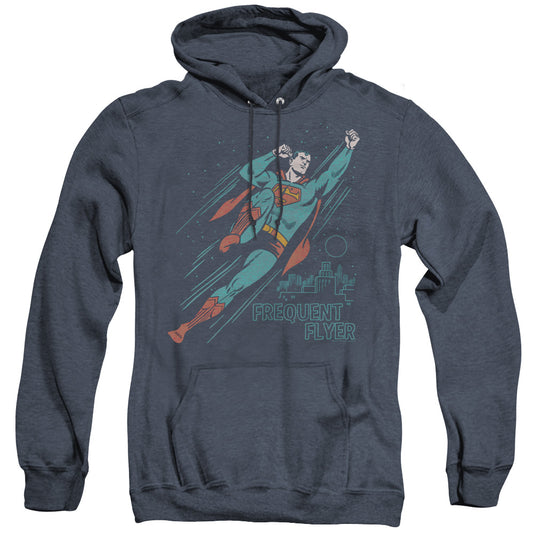 Superman Frequent Flyer Mens Heather Hoodie Navy