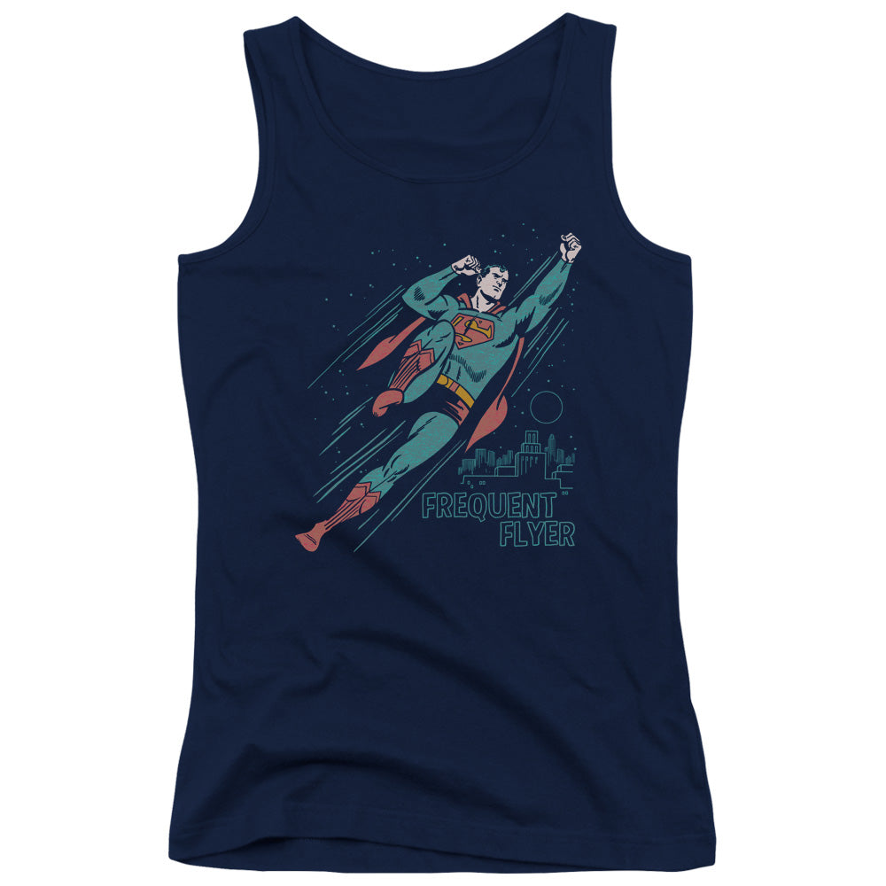 Superman Frequent Flyer Womens Tank Top Shirt Navy