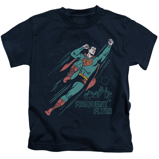 Superman Frequent Flyer Juvenile Kids Youth T Shirt Navy