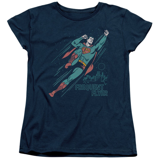 Superman Frequent Flyer Womens T Shirt Navy