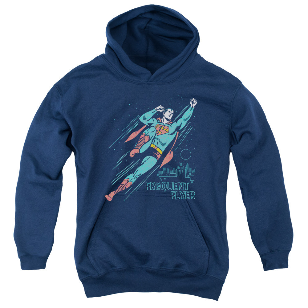 Superman Frequent Flyer Kids Youth Hoodie Navy