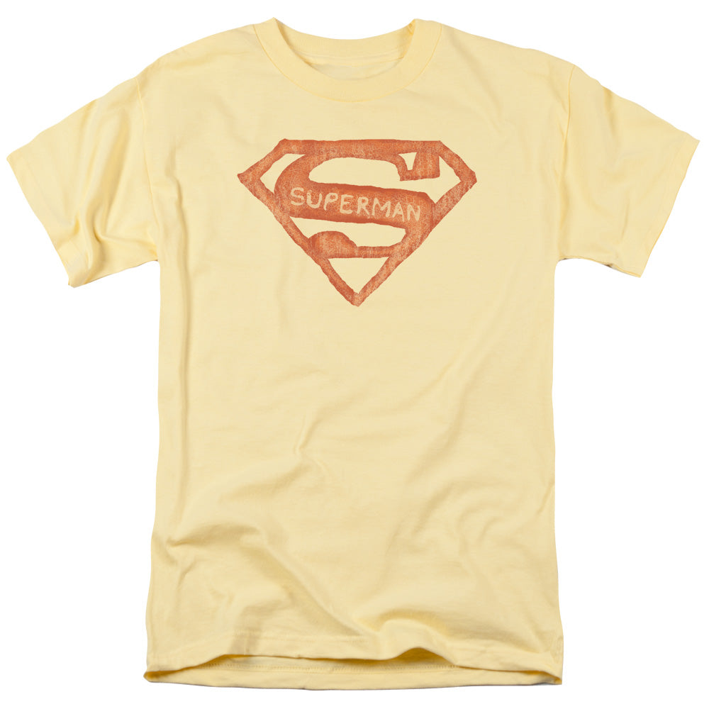 Superman Roughen Shield Mens T Shirt Yellow